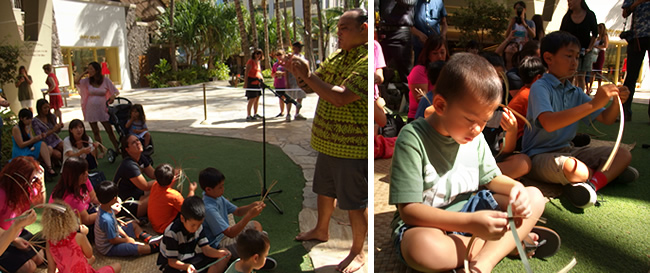 ロイヤルハワイアンセンター ラウハラ編みレッスン