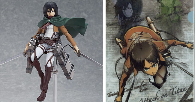 ハワイ博文堂書店 進撃の巨人クリアファイルとフィギュア入荷