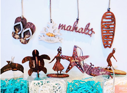 ハワイ博文堂書店 ハワイデザインのウッドオーナメント