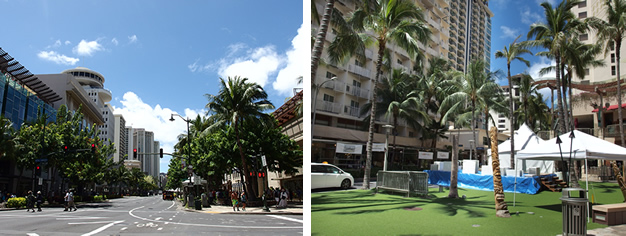 カラカウア大通りとワイキキビーチウォーク